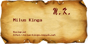 Milus Kinga névjegykártya